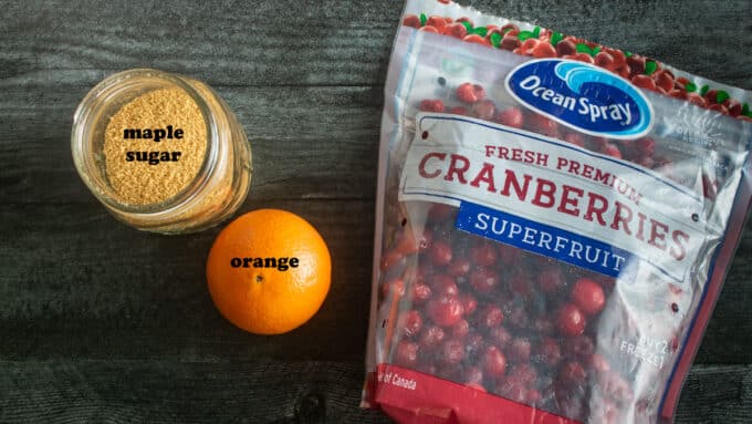 Ingredients for cranberry butter spread. See details in recipe below.