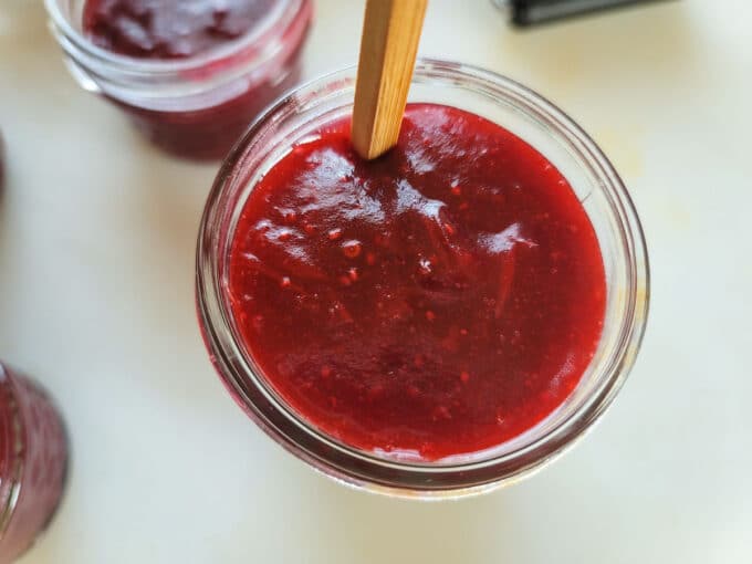 Removing the air bubbles with a chopstick.