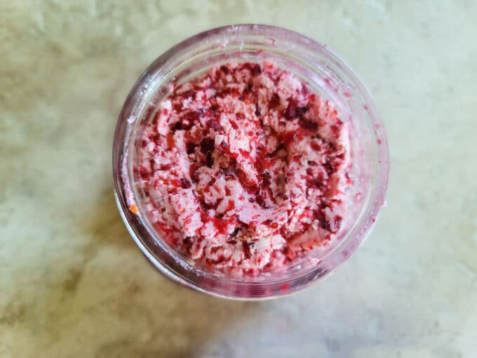 Flavored butter in a jar.