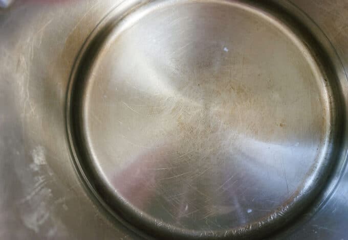 Water in a large pot.