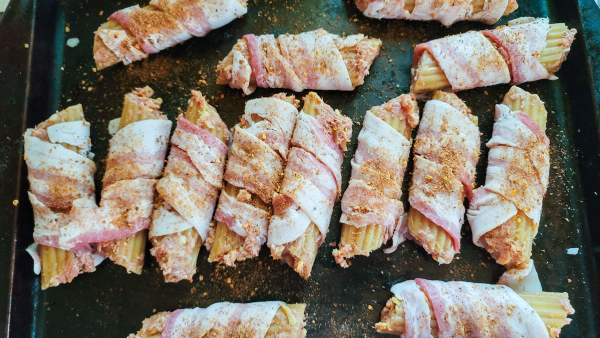 Shells heavily seasoned with rub the next day.