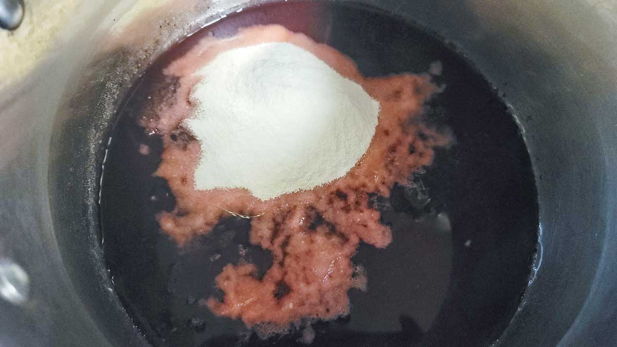 Sugar added to the juice.