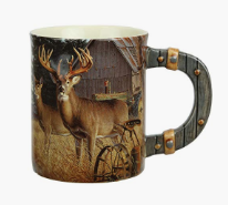 Mug with an image of a deer on it.