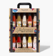 Spice and hot sauce collection.