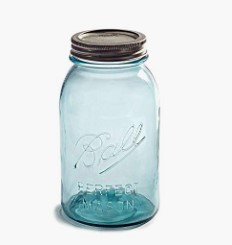 Blue quart jar on a white background.