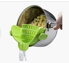 Snap and strain kitchen tool.