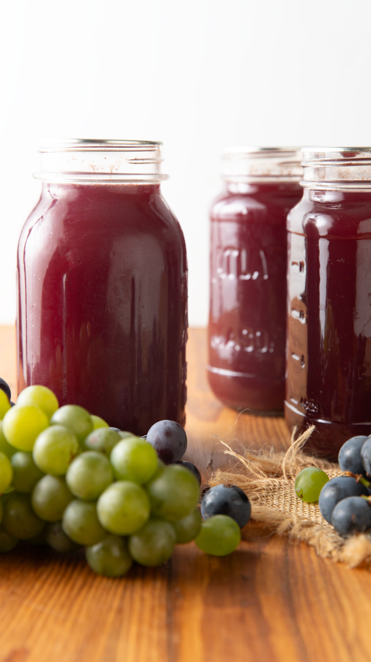 Grape juice in quart jars.