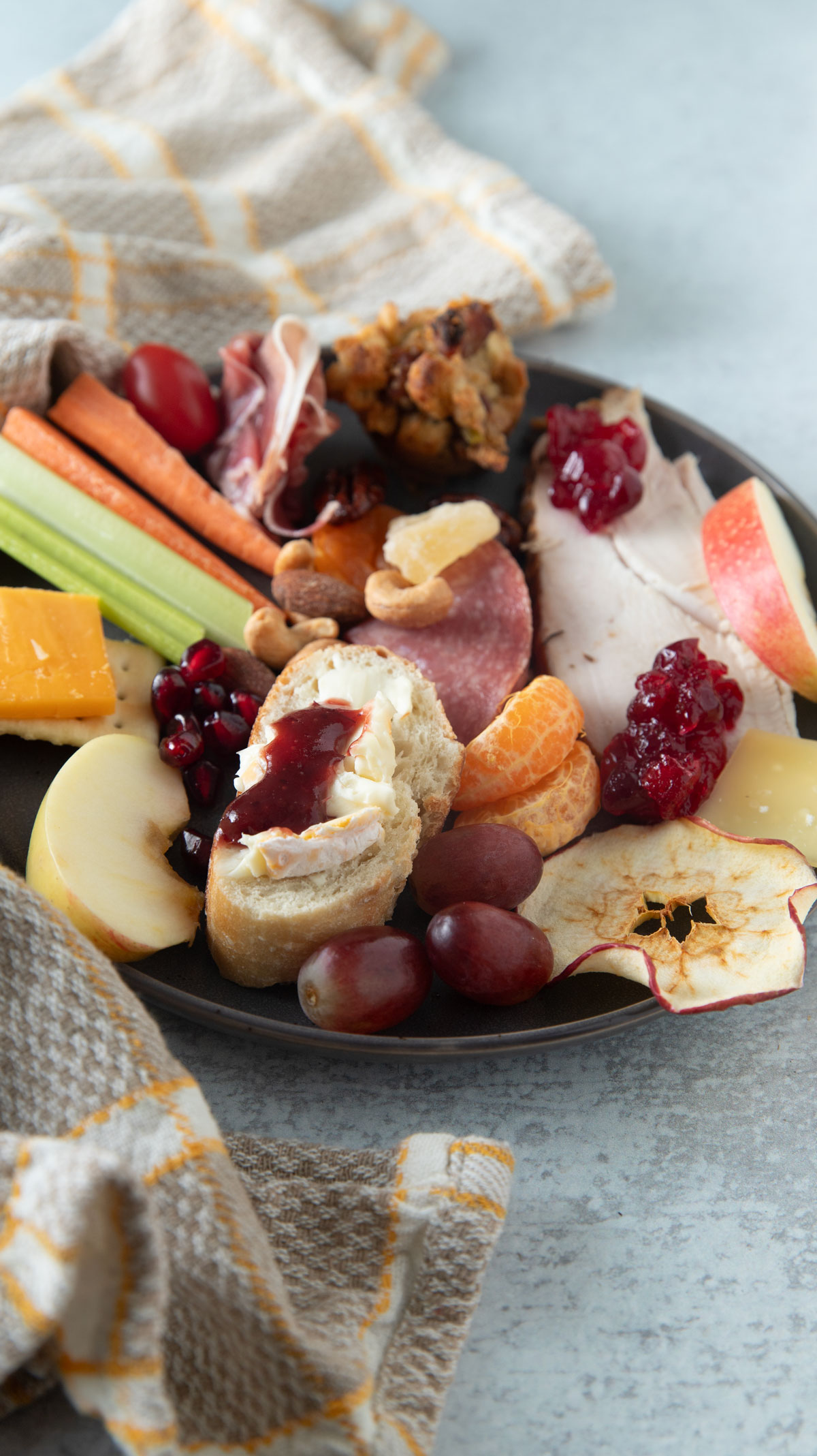 A single serving plate made from the Fall charcuterie.