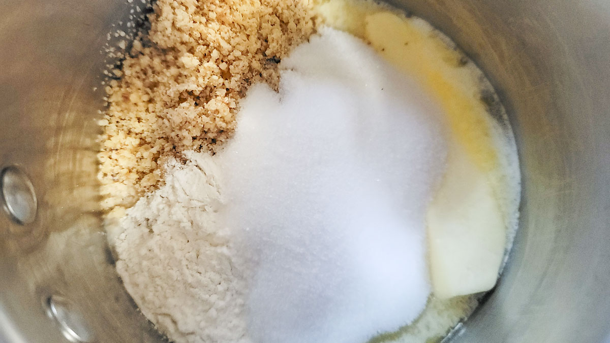 Ingredients placed into a saucepan.