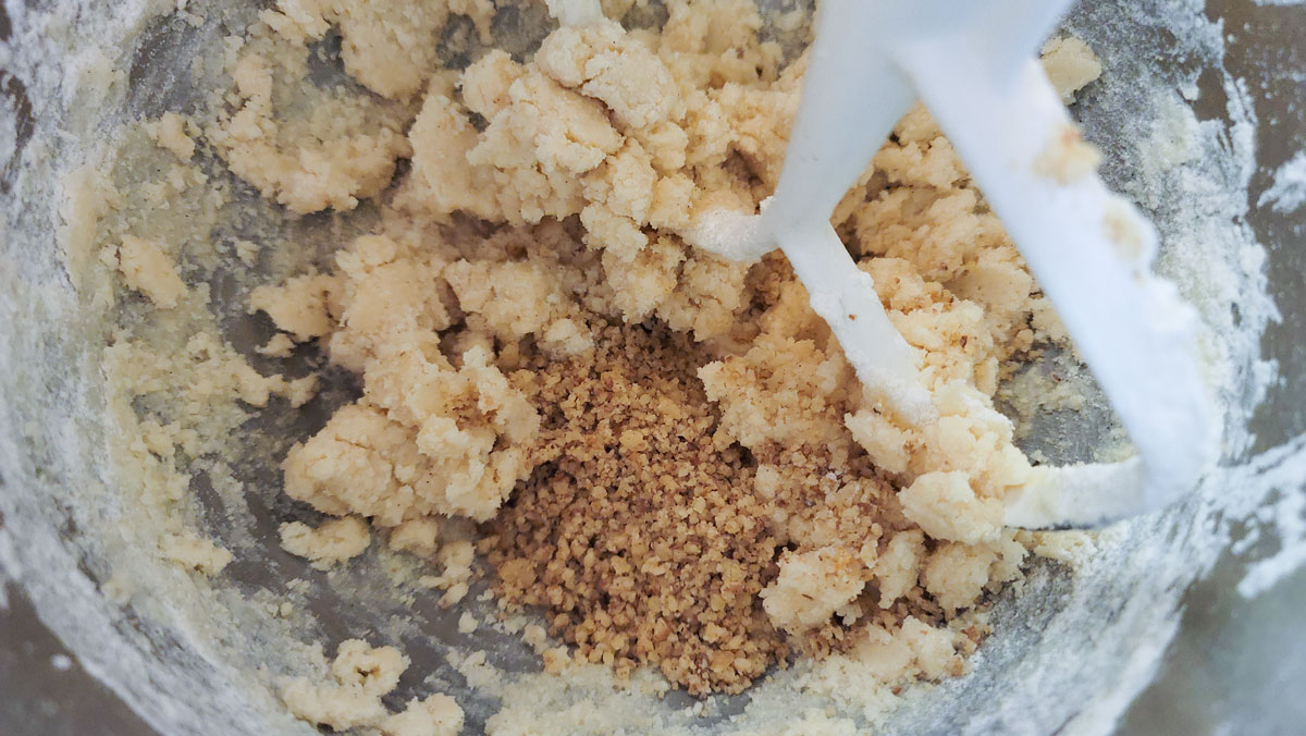 Nuts added to the dough.