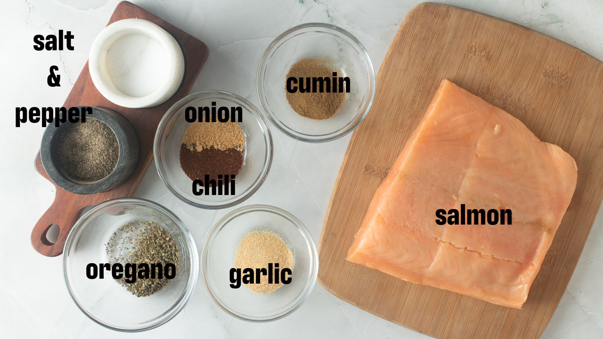Ingredients for salmon tacos.