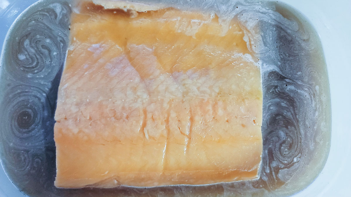 Filet added to the wet brine.