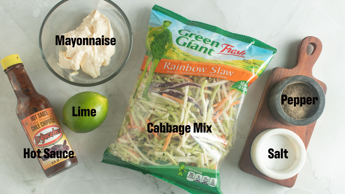 Ingredient for spicy coleslaw. See details in recipe below.
