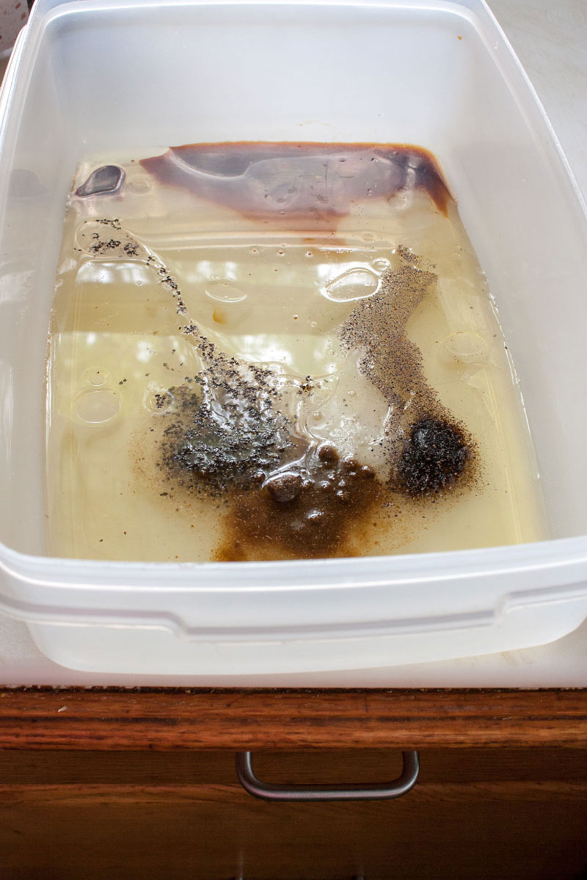 Marinade ingredients in a large bowl.