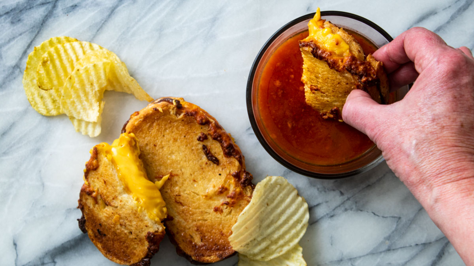 Grilled cheese with dip.
