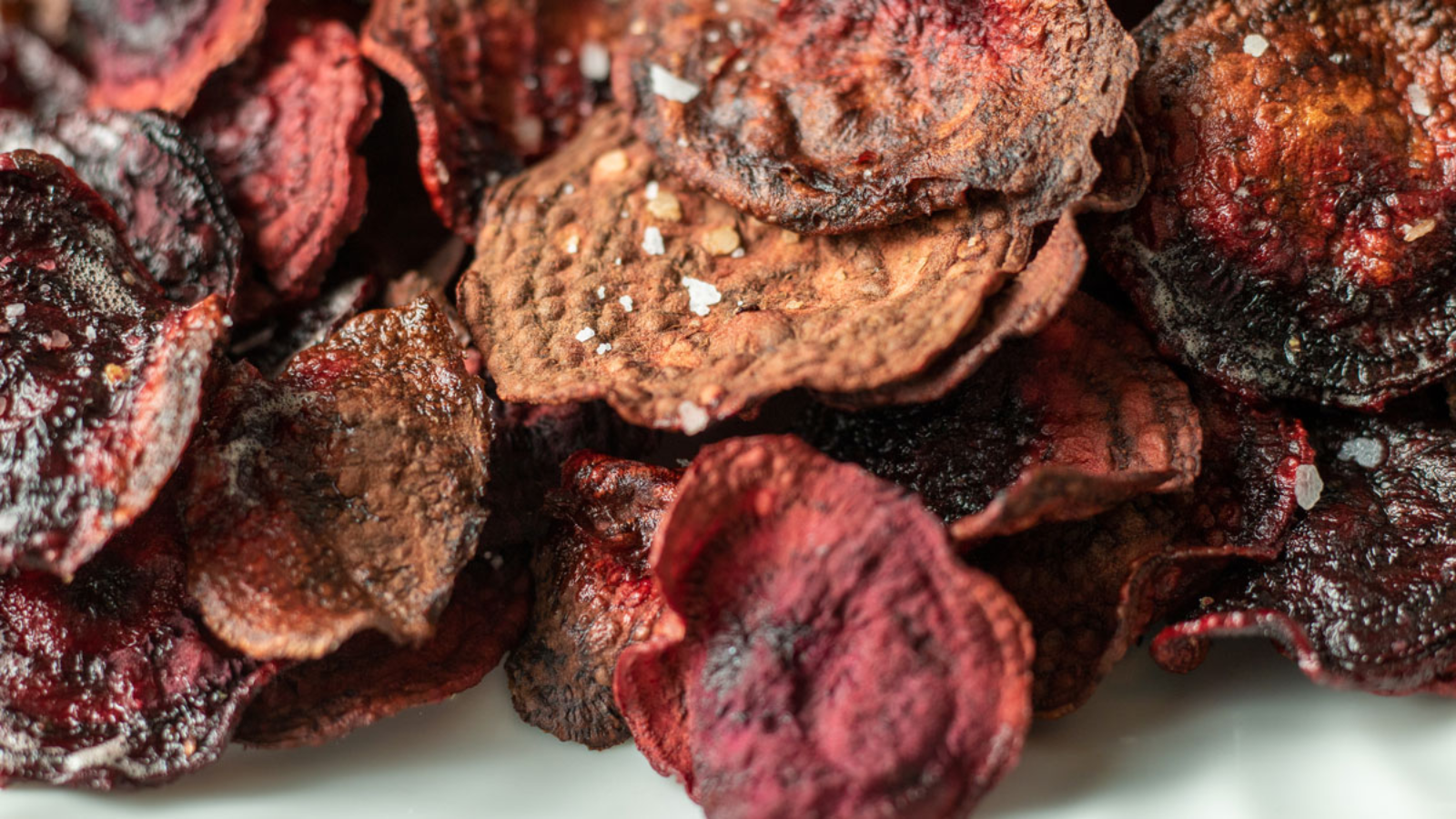 Air fried beet chips.