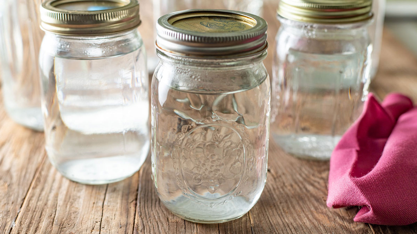 A jar of water.
