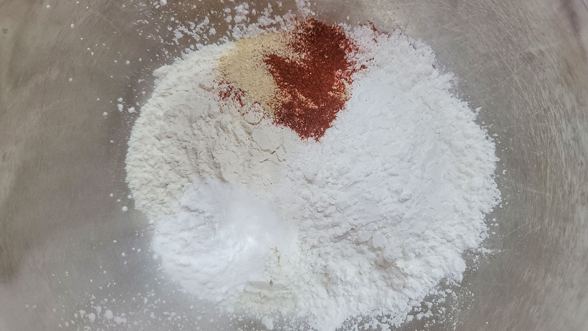 The dry ingredients in a bowl.