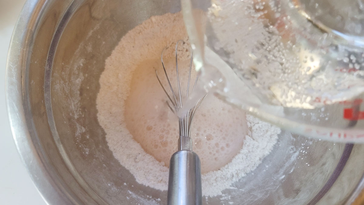Adding the club soda.