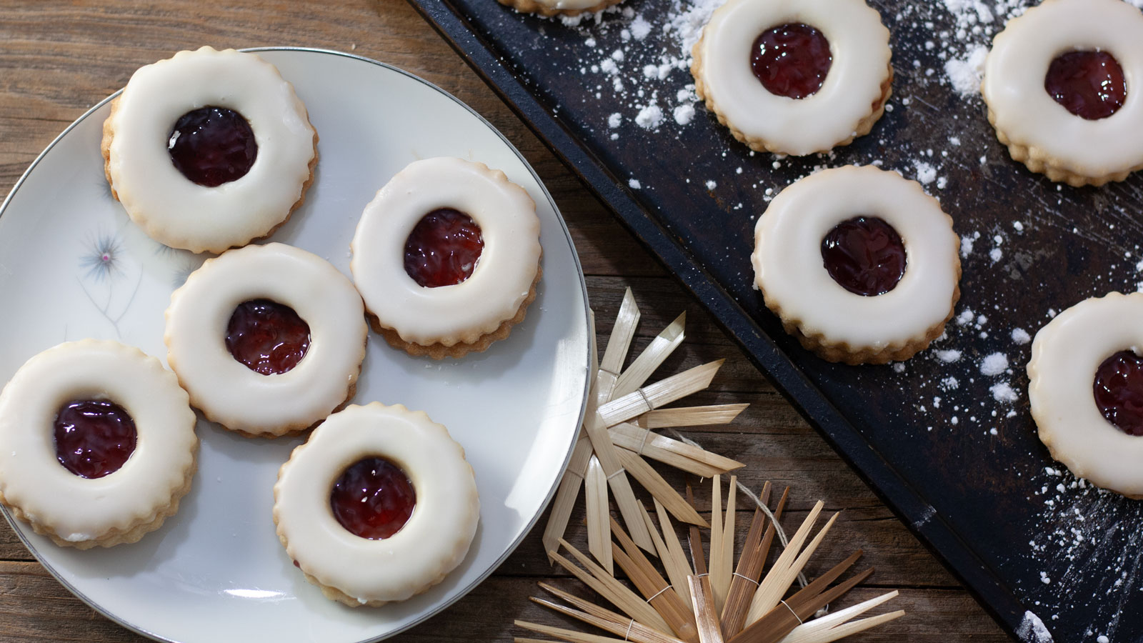 Christmas cookies on a plate.