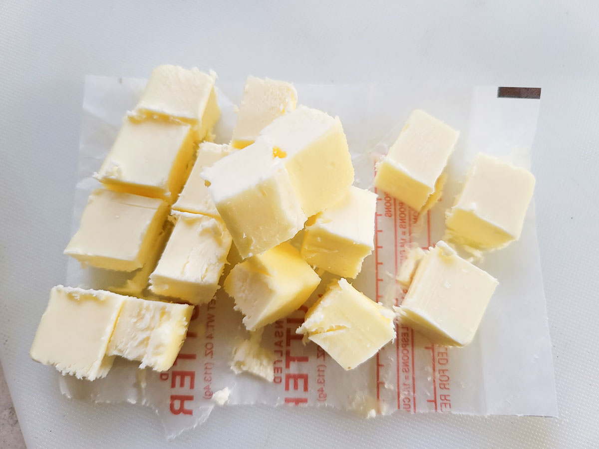 Butter cut into cubes.