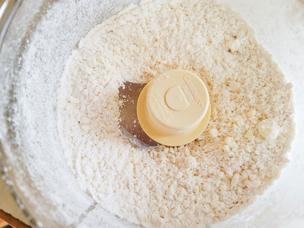 Pea sized chunks of butter in the flour.