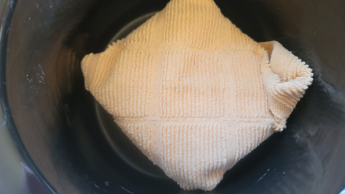 Wrapped tortillas in a slow cooker.