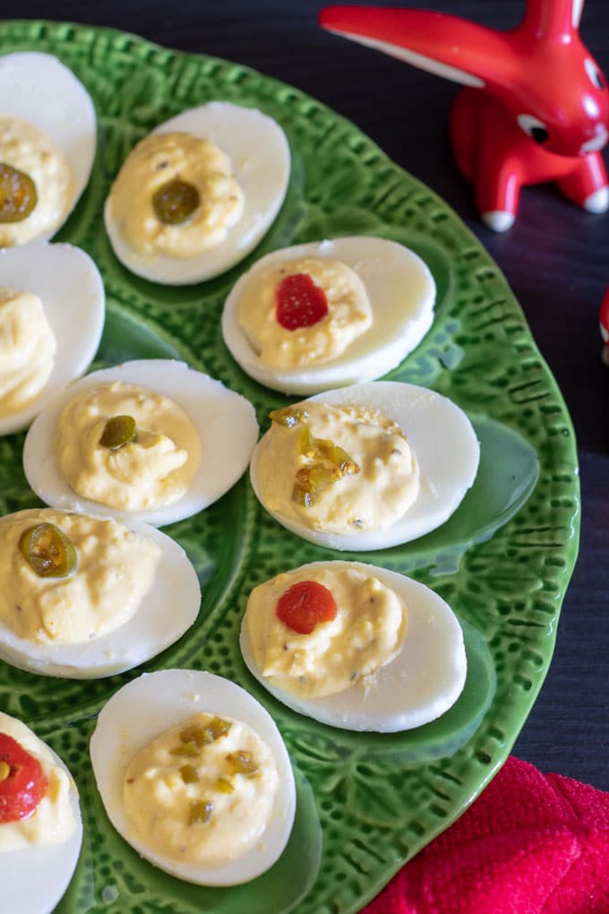 hot pepper topped deviled eggs