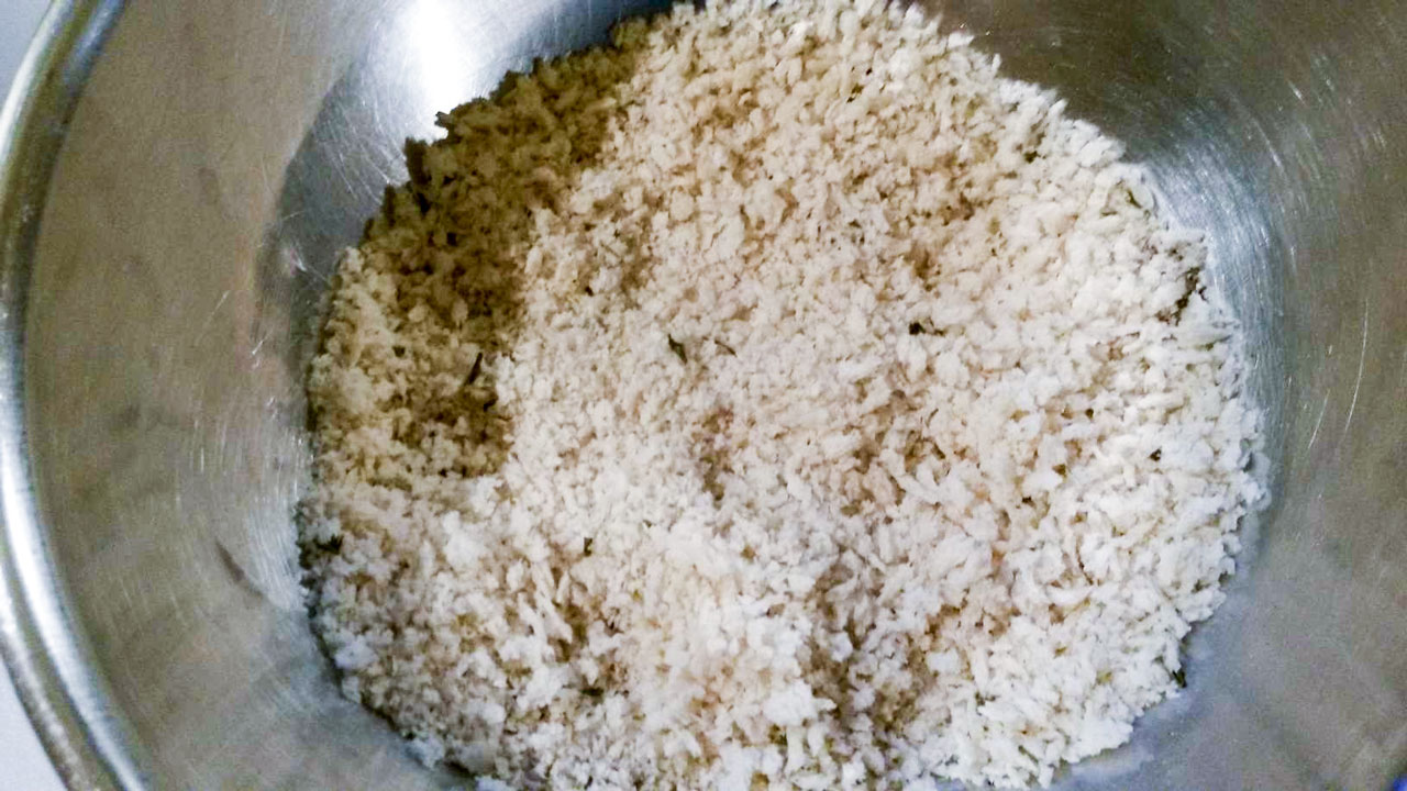 Seasoned panko bread crumbs in a bowl.