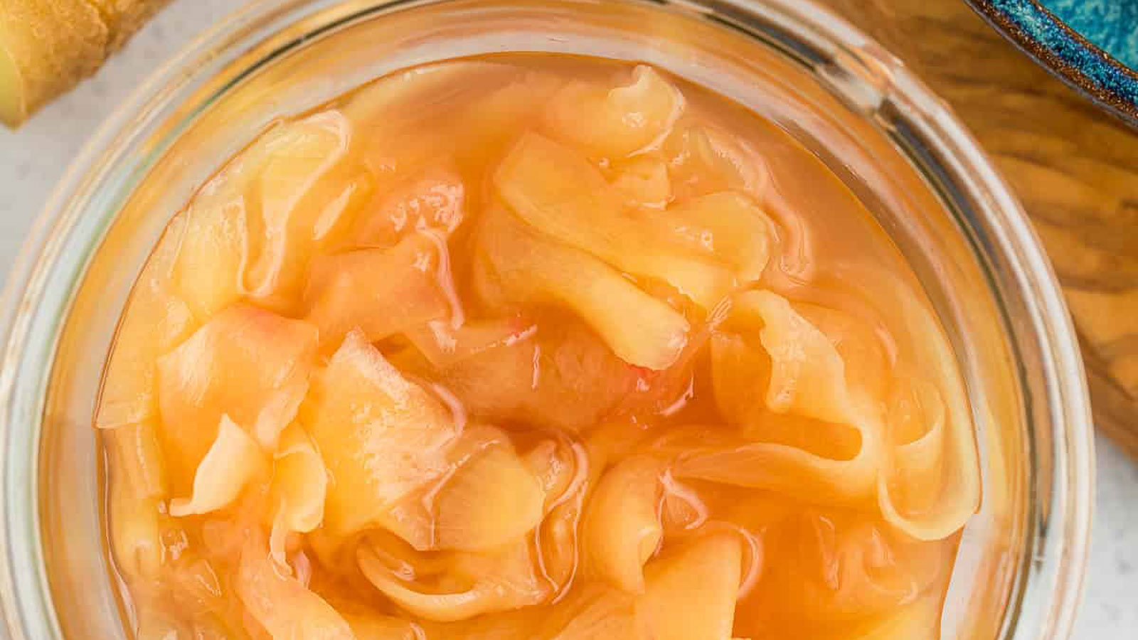 Pickled ginger in a jar.