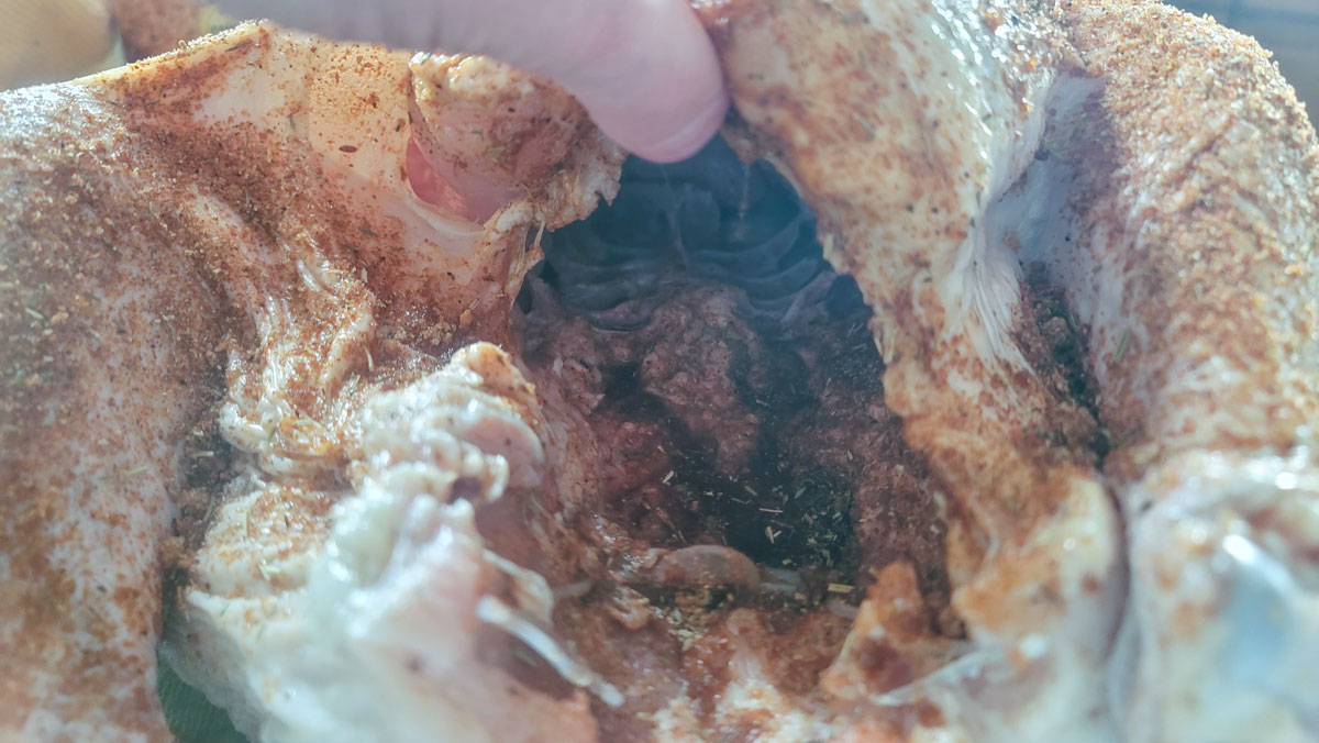 Dry rub added to the cavity too.