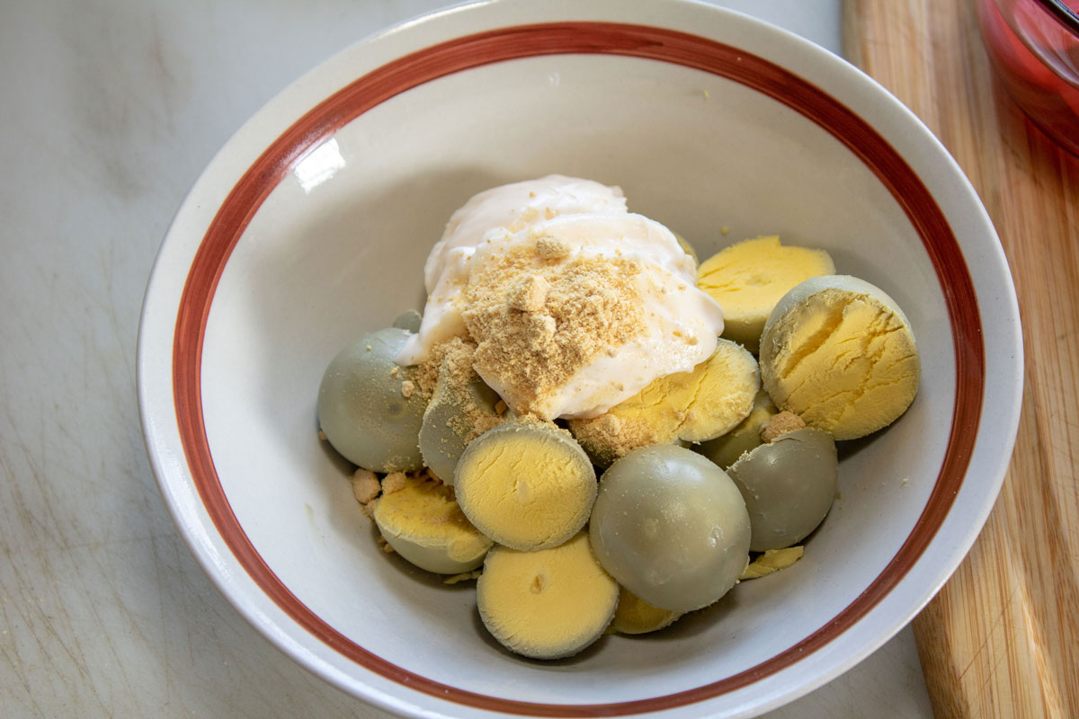 Egg yolks in a bowl.