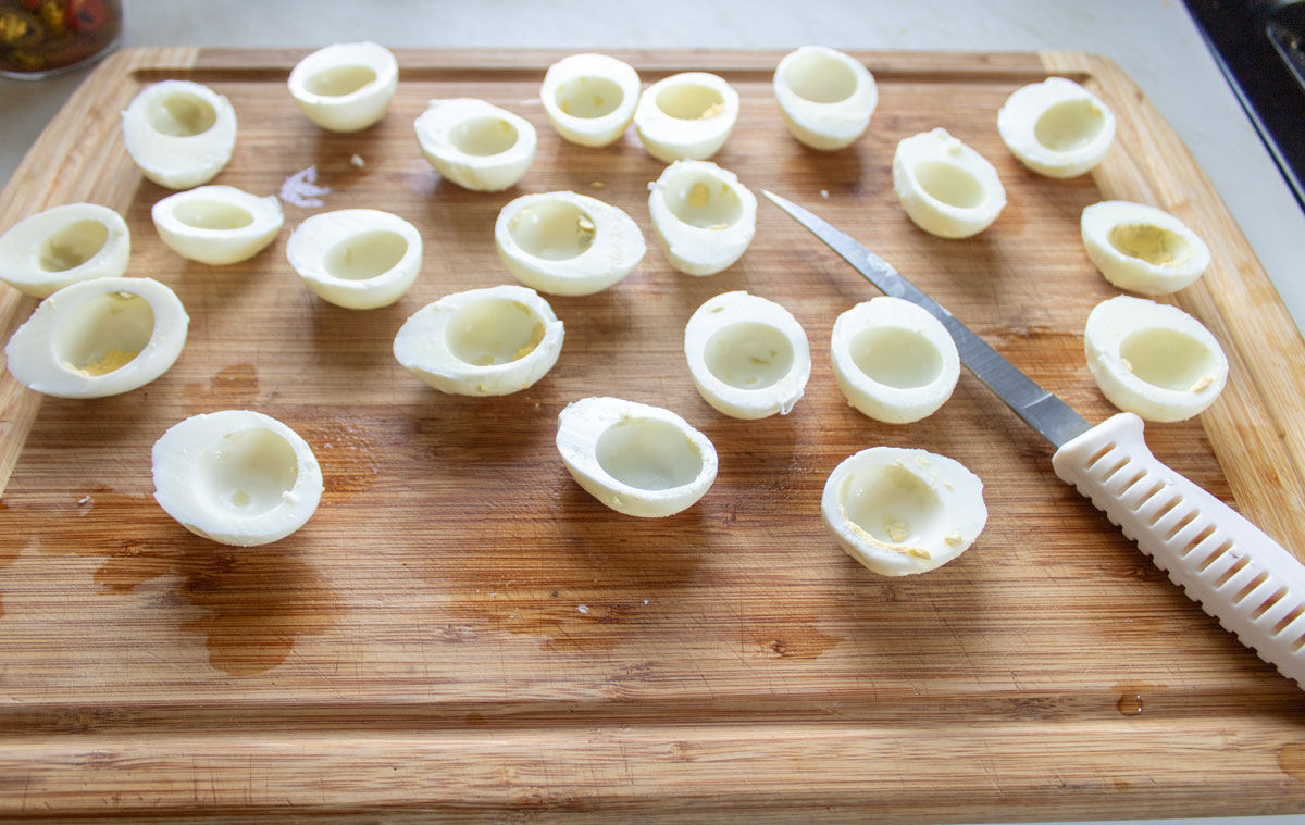 Egg yolks removed from the whites.