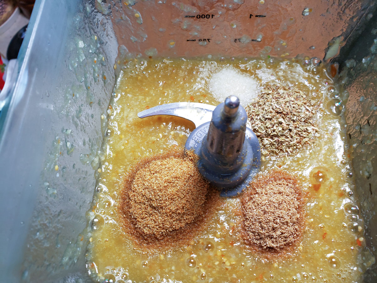 Spices added to blender.