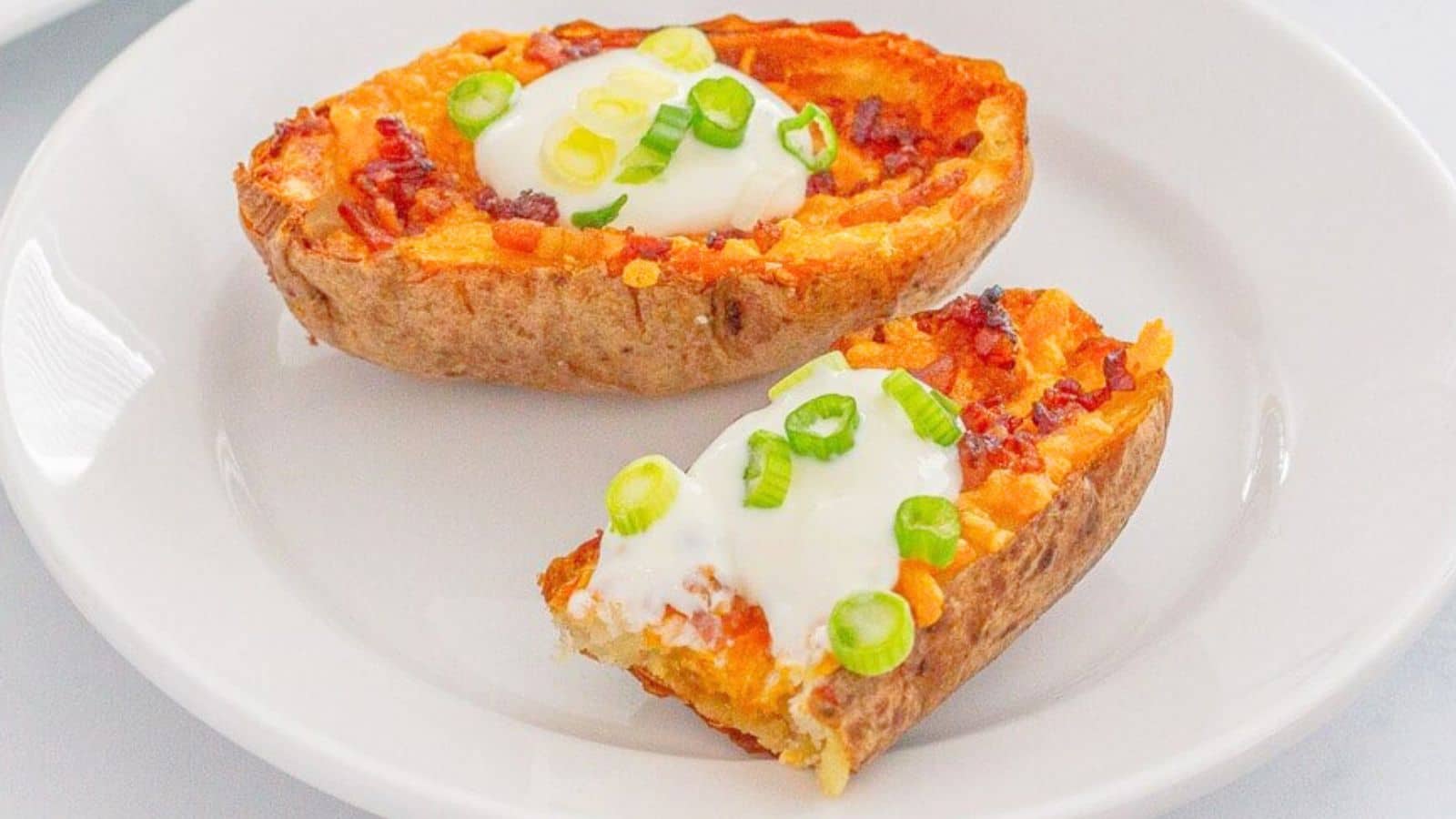 Potato skins with toppings.