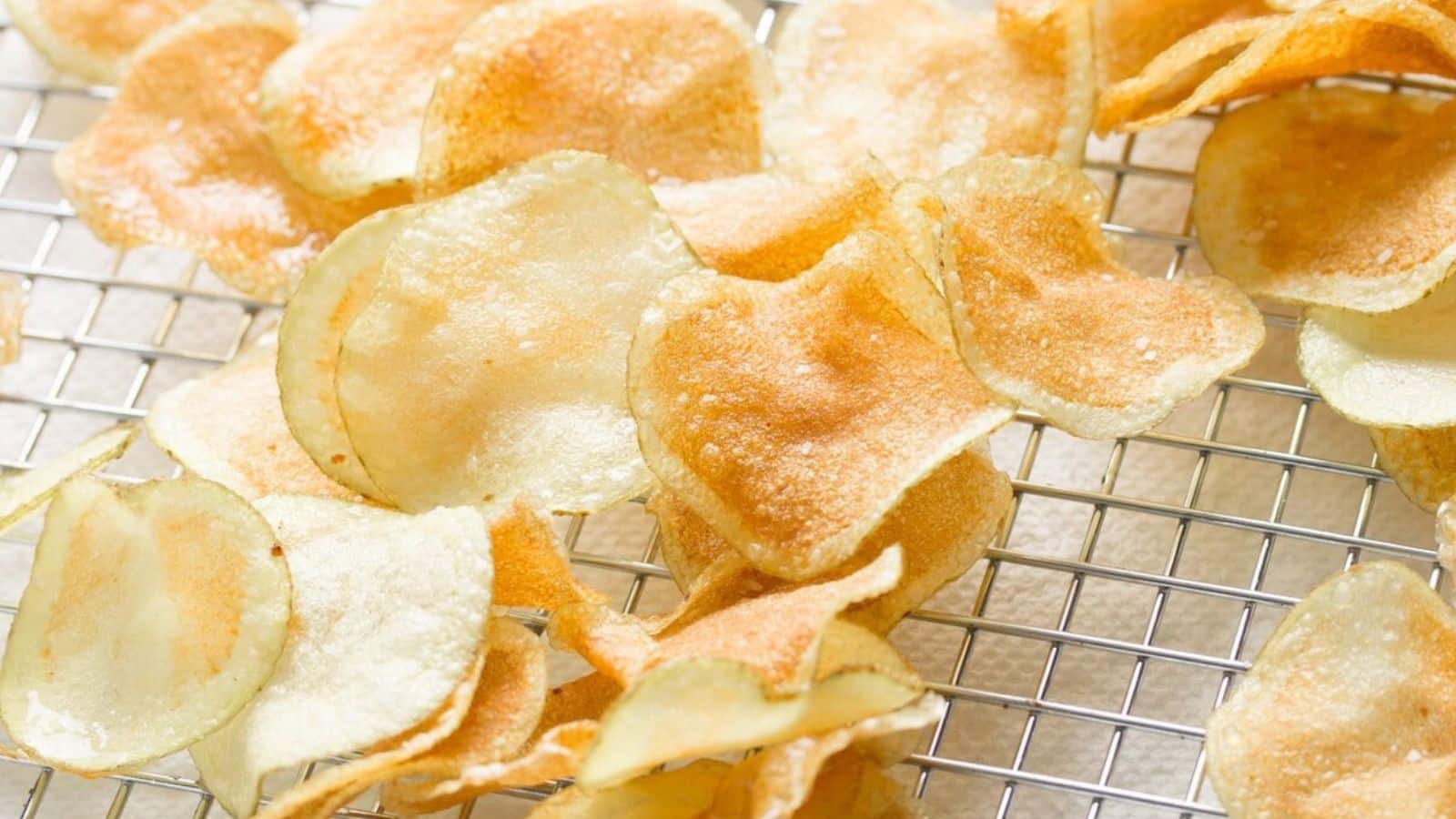 Kettle chips on a strainer.