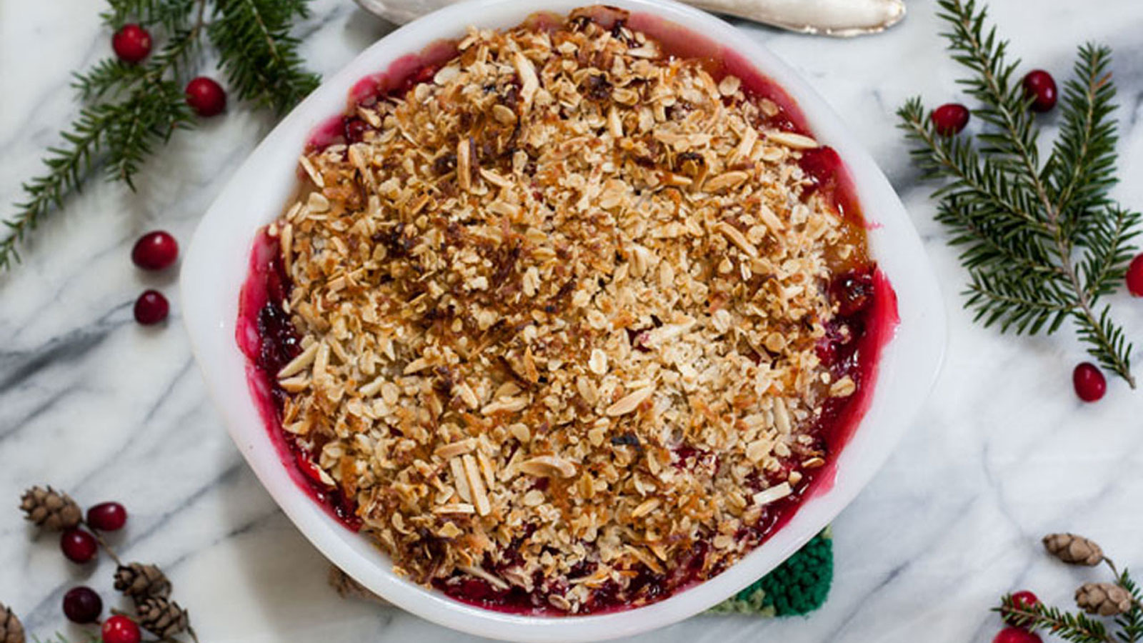 Whole apple cranberry crisp.