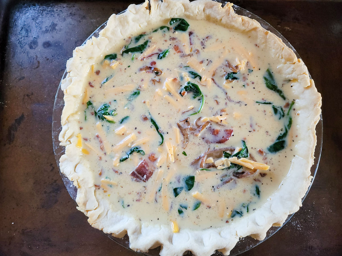 Egg mixture in crust.