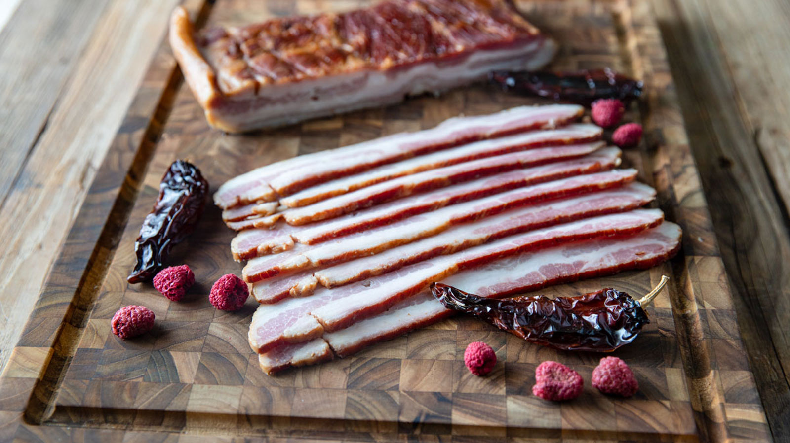 Slices of chipotle bacon.
