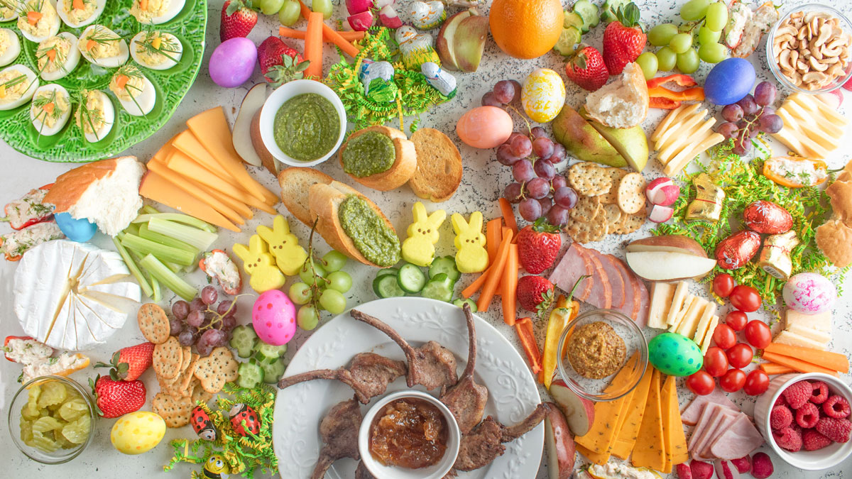 Entire colorful Easter Board on a White background.