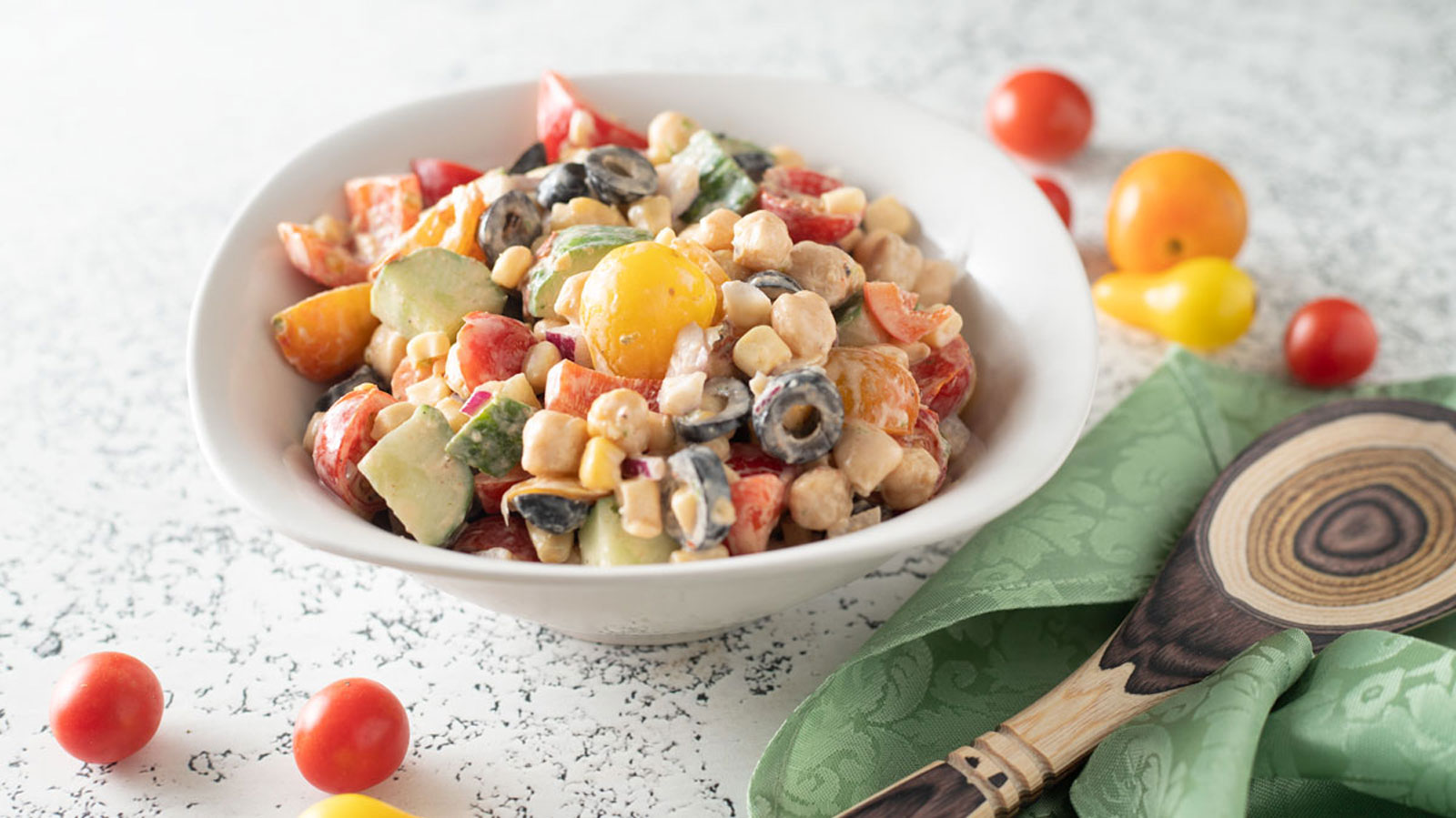 Close up of colorful Southwestern salad.