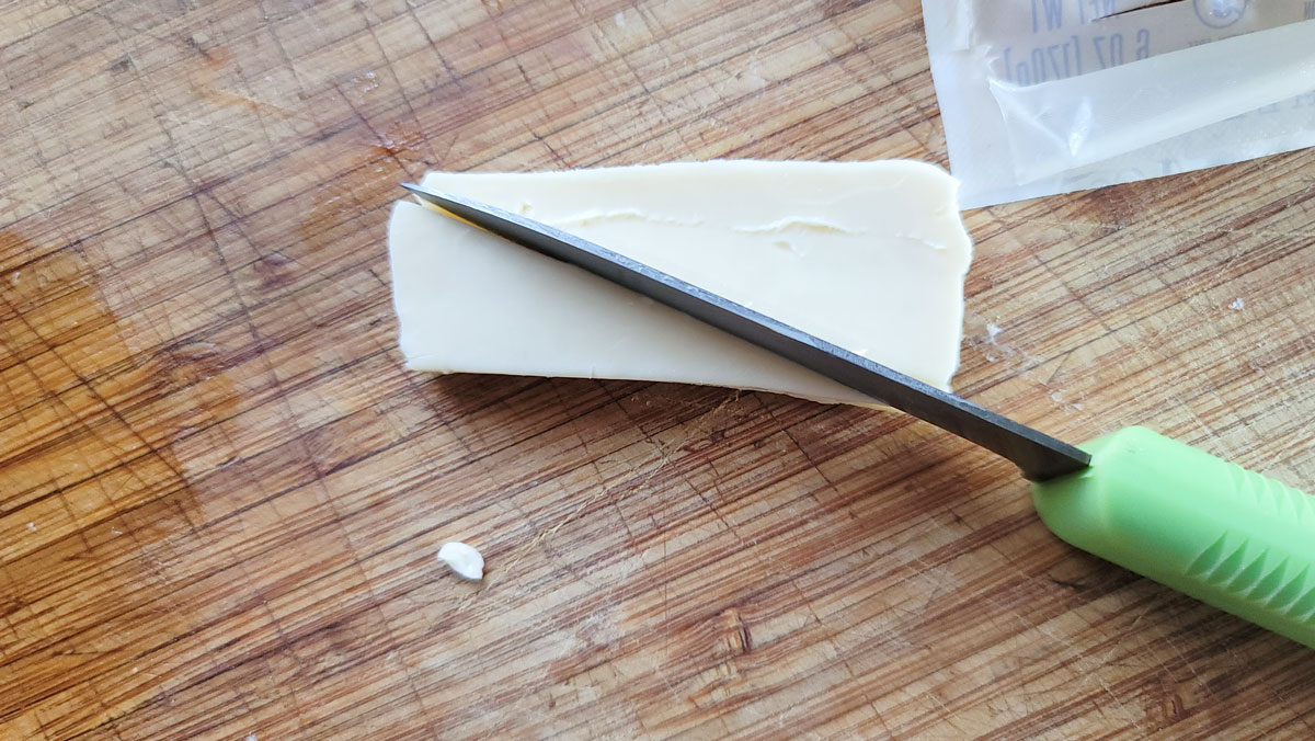 Slicing a quarter-inch wide rectangle.