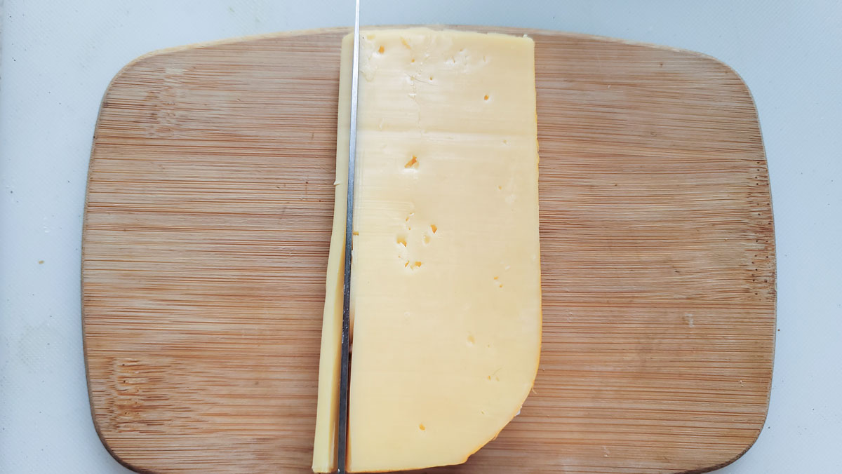 Slice about ¼" slice straight down.