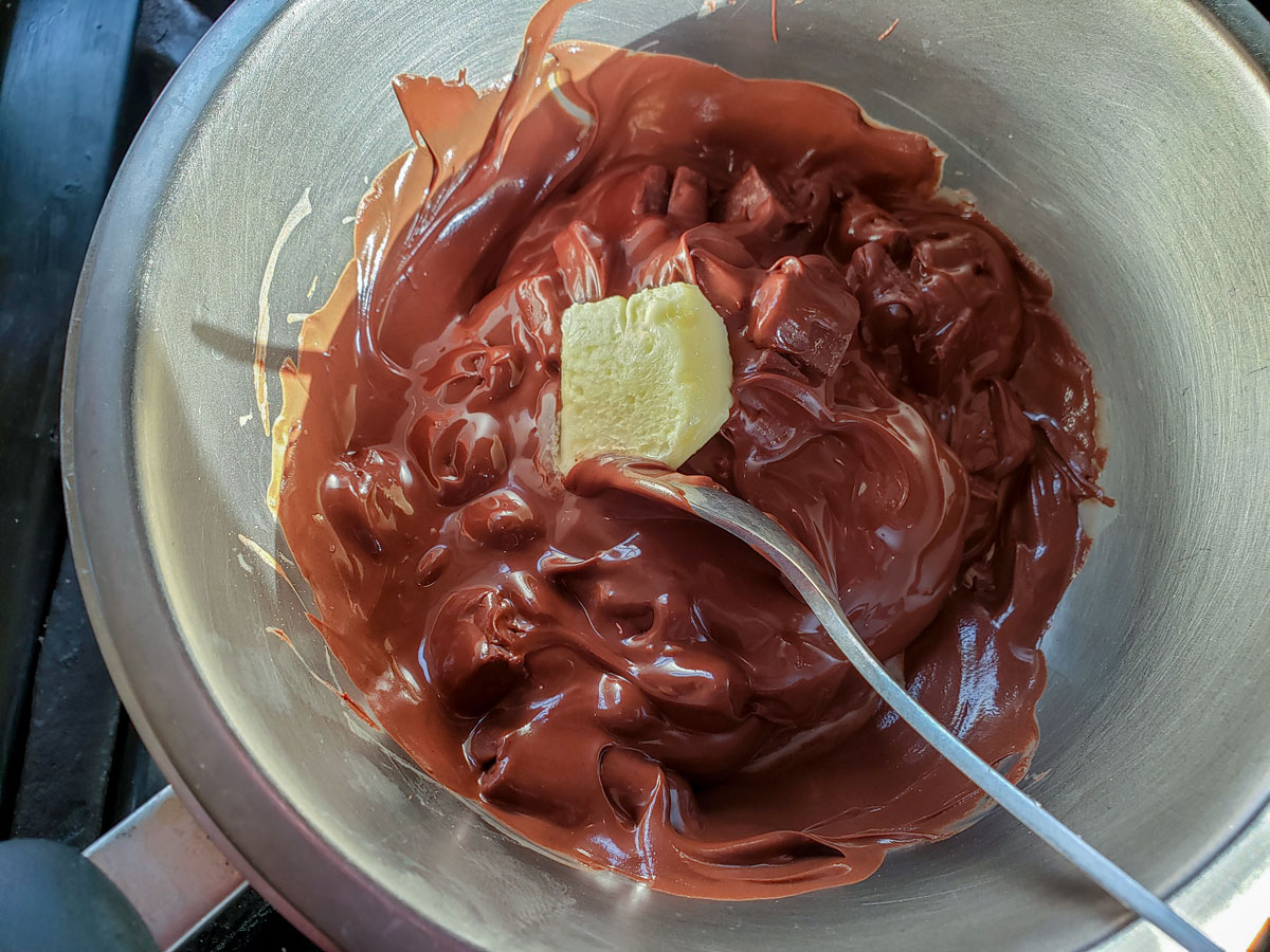 Melting chocolate in a bowl.