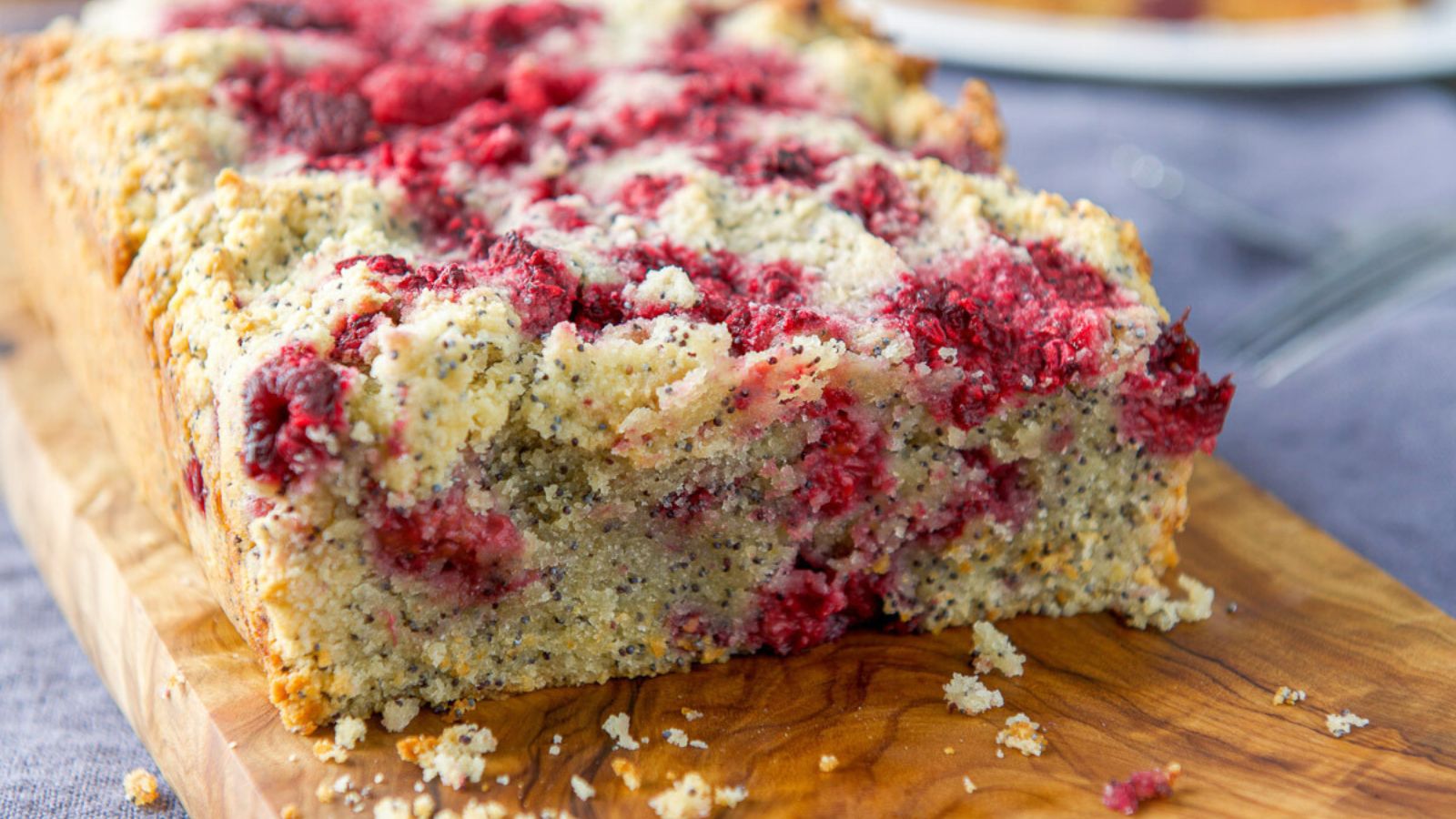 Close up of lemon raspberry bread.