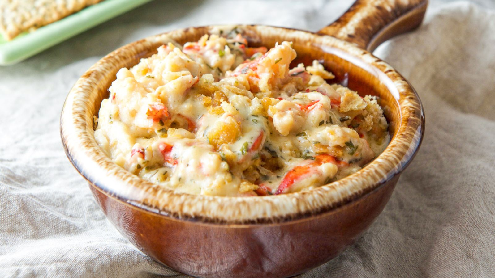 Lobster casserole in a bowl.