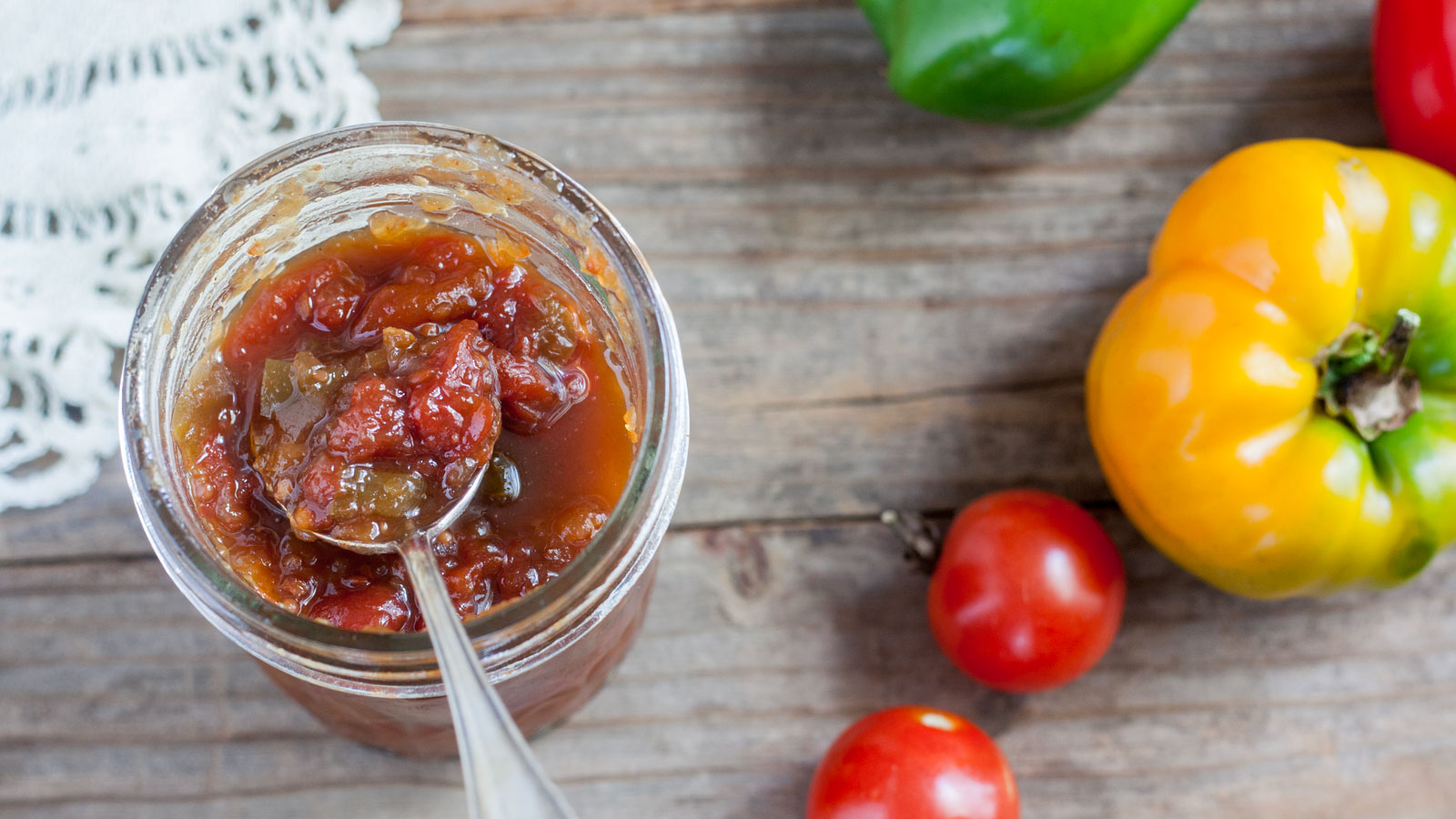 oscar relish in jar with spoon