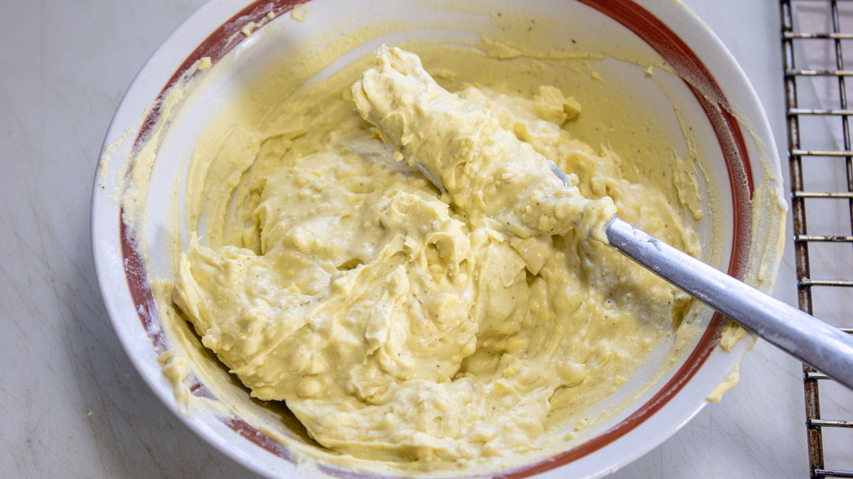 Mixed up deviled egg filling.