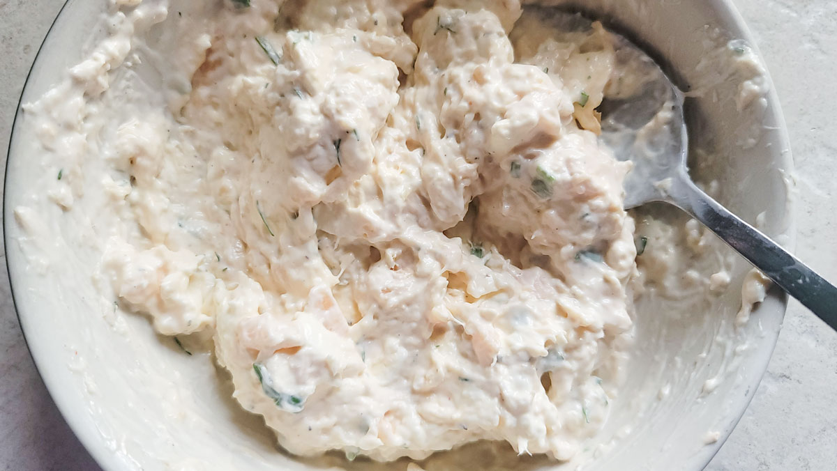 Dip mixed in the bowl.