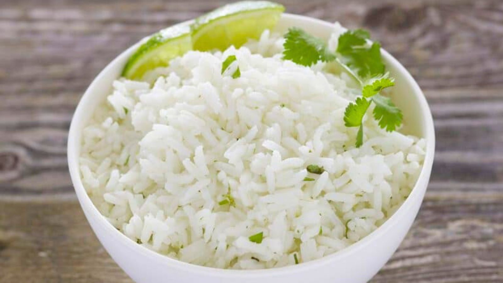 White rice garnished with cilantro.